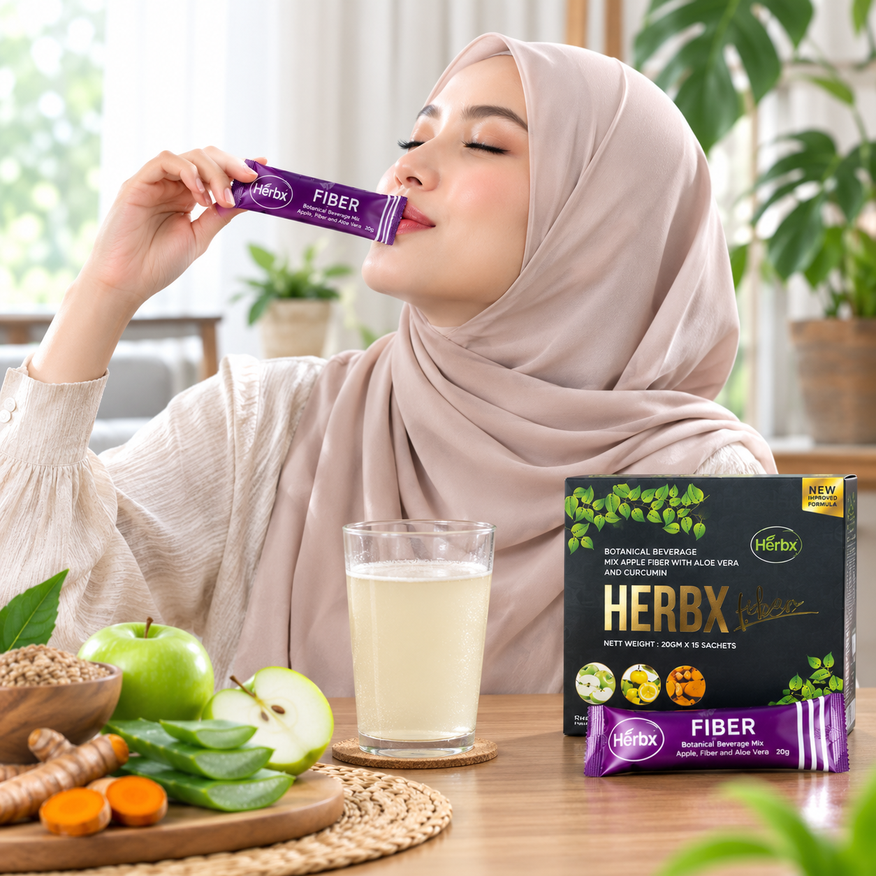 HERBX Fiber beverage as part of a balanced daily lifestyle