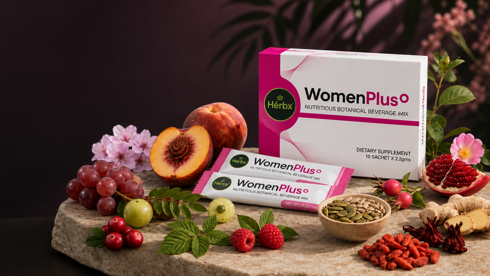 WomenPlus botanical beverage mix with selected botanical ingredients